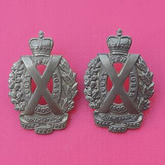 The Scottish Horse - Gilding Metal Collar Badges.