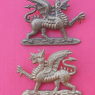 The East Kent Regiment (The Buffs) - Gilding Metal Collar Badges.