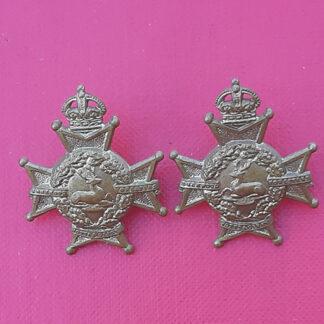 The Sherwood Foresters (Notts & Derby) - King's Crown Gilding Metal Collar Badges.