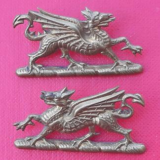 The East Kent Regiment (The Buffs) - Victorian Gilding Metal Collar Badges.