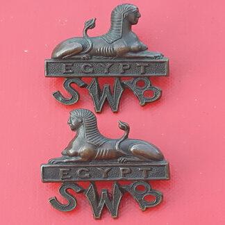 The South Wales Borderers - Officer's Service Dress Bronze Collar Badges.