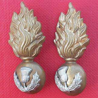 The Royal Scots Fusiliers - Bi Metal Collar Badges.