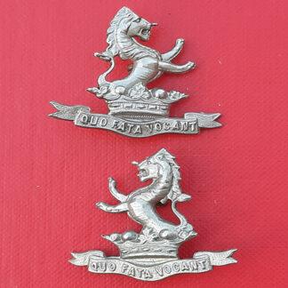 7th Dragoon Guards - White Metal Collar Badges.