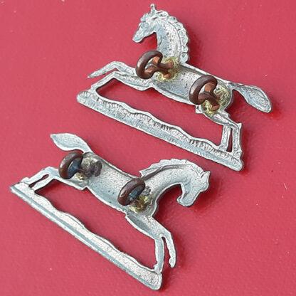 3rd King's Own Hussars - White Metal Collar Badges. - Image 2