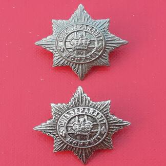 4th / 7th Dragoon Guards - White Metal Collar Badges.