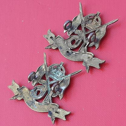 16th Queen's Lancers - King's Crown Bi Metal Collar Badges. - Image 2