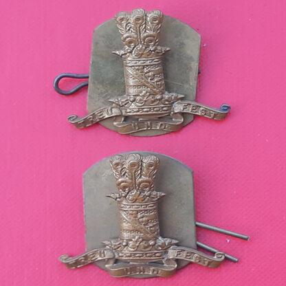 11th Hussars - Gilding Metal Collar Badges.
