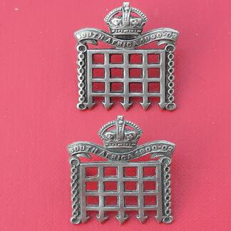 16th County Of London (Queen's Westminsters) - White Metal Collar Badges.