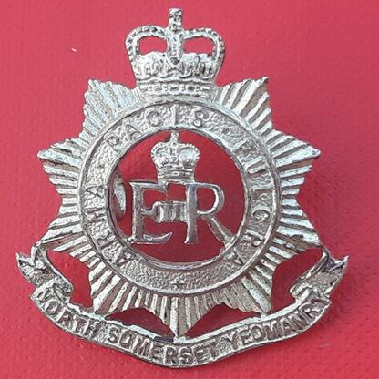 The North Somerset Yeomanry - Queen's Crown Officers Silver Plate Collar Badge.