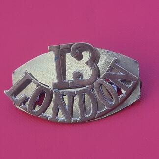 13th London (Kensington) - Gilding Metal Shoulder Title.