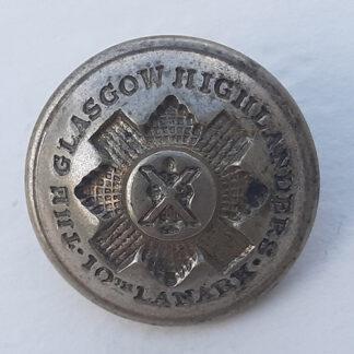 10th Lanark Glasgow Highlanders - White Metal Button.