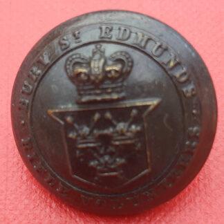 Bury St. Edmunds Rifle Volunteers - Queen Victoria's Crown Blackened Brass Button.