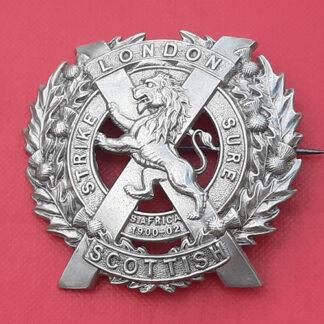 The London Scottish - White Metal Brooched Cap Badge.