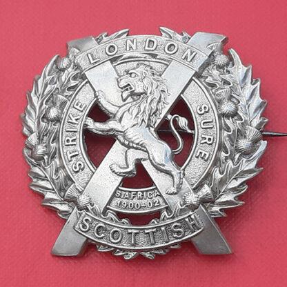 The London Scottish - White Metal Brooched Cap Badge.