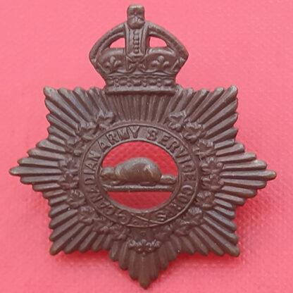 (Canada) The Canadian Royal Army Service Corps - King's Crown Bronzed Collar Badge.