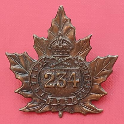 (Canada) 234th Infantry Peel Battalion - King's Crown Gilding Metal Cap Badge.