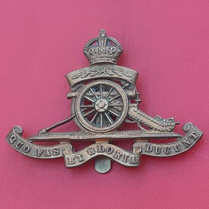 The Royal Artillery Territorials - King's Crown Gilding Metal Cap Badge.