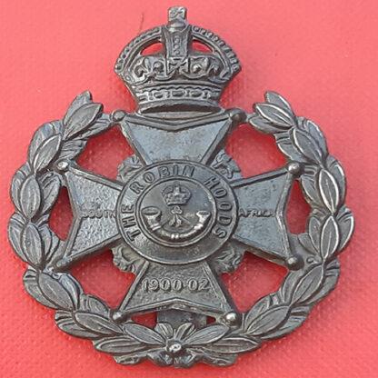 The Robin Hood Rifles - King's Crown Blackened Brass Cap Badge.