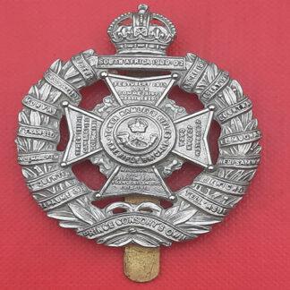 The Tower Hamlets Rifle Brigade - King's Crown White Metal Cap Badge.