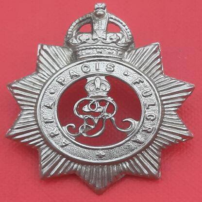 The North Somerset Yeomanry - King's Crown GV White Metal Cap Badge.