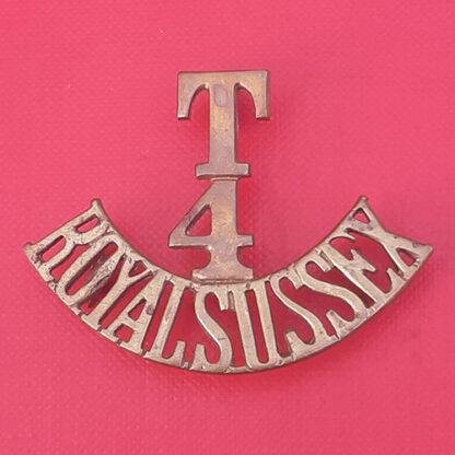 T4 Royal Sussex Territorials - Gilding Metal Shoulder Title.