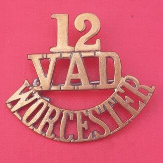 12th Voluntary Aid Detachment Worcester -Gilding Metal Shoulder Title.
