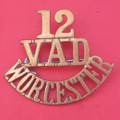 12th Voluntary Aid Detachment Worcester -Gilding Metal Shoulder Title.
