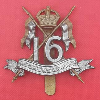 The 16th The Queen's Lancers - King's Crown Bi Metal Cap Badge.
