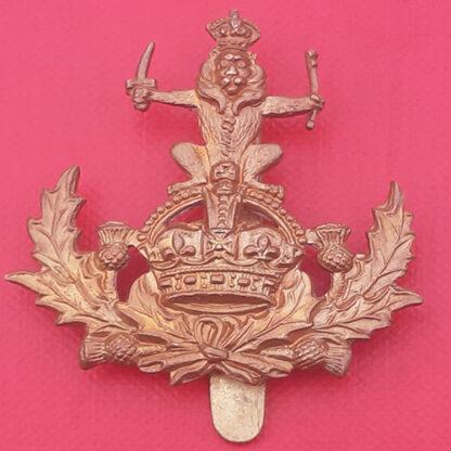 The Queen's Own Royal Glasgow Yeomanry - King's Crown Gilding Metal Cap Badge.