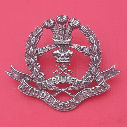The Middlesex Regiment - Large Size White Metal Collar Badge.