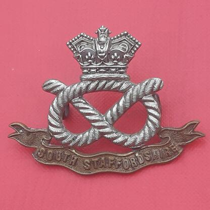 The Staffordshire Regiment - Queen Victoria's Crown Bi Metal Cap Badge.