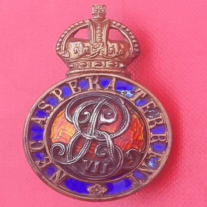 The Royal Military College - Edward VII Officer Cadet's SIlver, Gilt & Enamel Cap Badge.