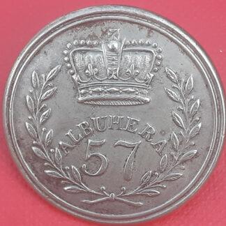 57th  (West Middlesex ) Regiment Of Foot - Officers' Mess Waiters' 28mm Silvered Button.