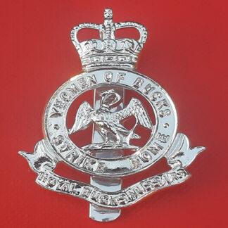 The Royal Bucks Hussars - Queen's Crown Silver Anodised Cap Badge.