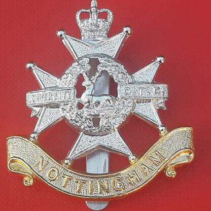 Nottingham University O.T.C - Queen's Crown Gold & Silver Anodised Cap Badge.