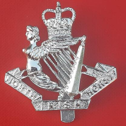The North Irish Horse - Queen's Crown Silver Anodised Cap Badge.