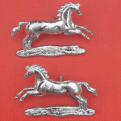 The Northamptonshire Yeomanry - Silver Anodised Collar Badges.