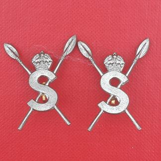 The Somaliland Scouts - King's Crown White Metal Collar Badges.