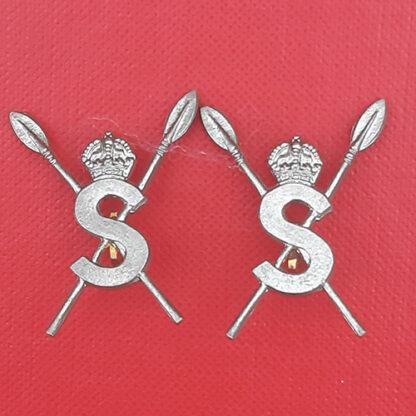 The Somaliland Scouts - King's Crown White Metal Collar Badges.