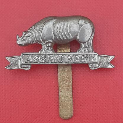 (India) The Assam Regiment - White Metal Cast Cap Badge.