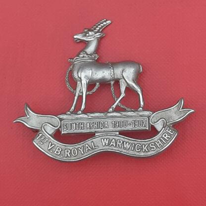 1st Volunteer Battalion The Royal Warwickshire Regiment - White Metal Cap Badge.