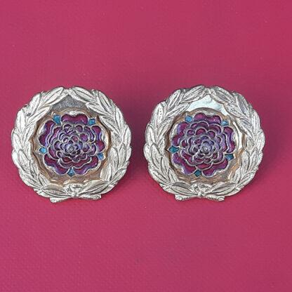 The Royal Hampshire Regiment - Officer's Gilt & Enamelled Collar Badges.