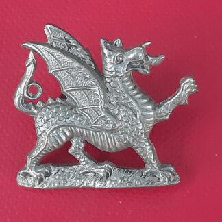 The Welsh Regiment - White Metal Collar Badge.