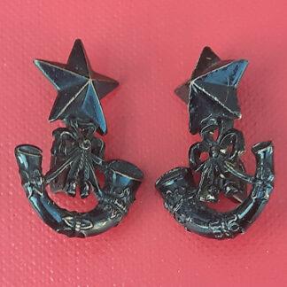 The Cameronians (Scottish Rifles) Blackened Collar Badges.