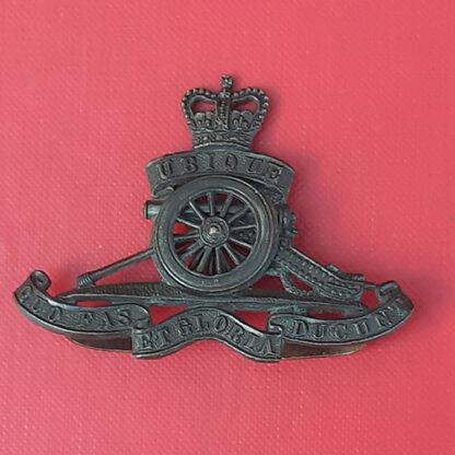 The Royal Artillery - Queen's Crown Officer's Service Dress Cap Badge.