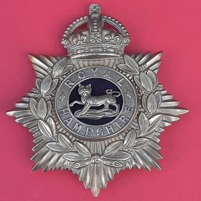 The Royal Hampshire Regiment - King's Crown Gilding Metal Helmet Plate.