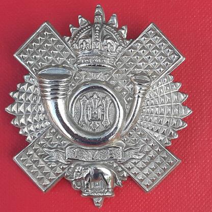 1st Volunteer Batallion The Highland Light Infantry - King's Crown White Metal Cap Badge.