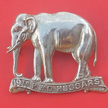 19th Hussars - White Metal Cap Badge.