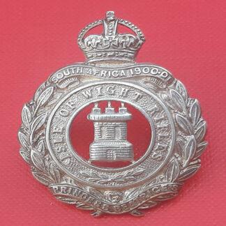 Isle Of Wight Rifles - King's Crown Silver Plated Cap Badge.