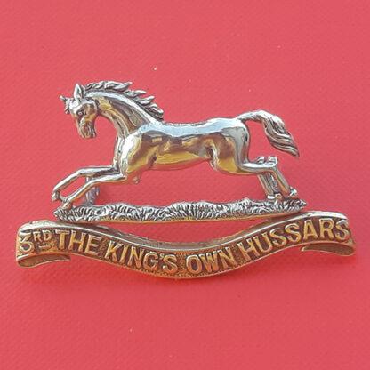 3rd The King's Own Hussars - Officer's Silver Plated Cap Badge.